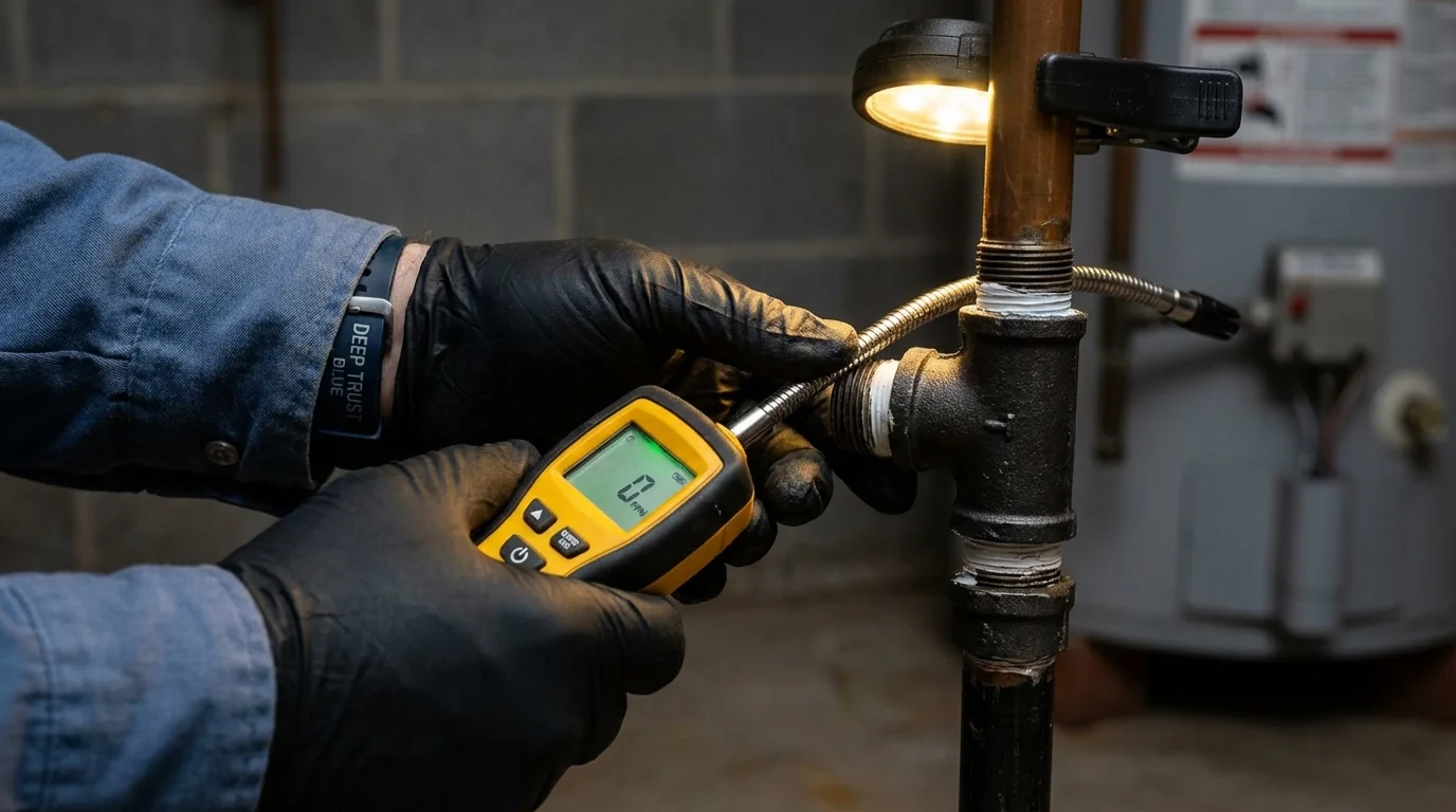 Gas leak detection with electronic sniffer by Johns Plumbing LLC in Uxbridge