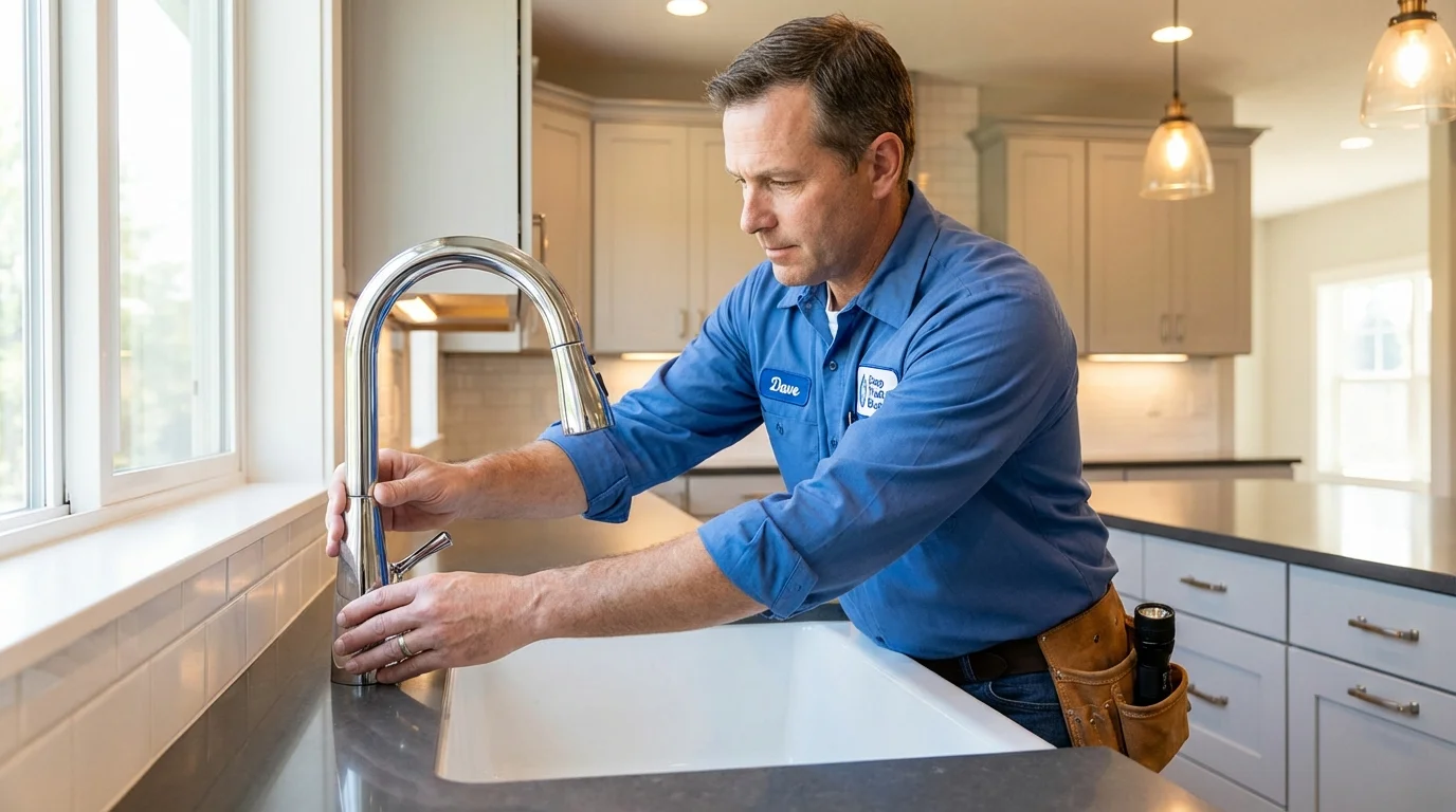 Kitchen faucet installation by Johns Plumbing LLC in Uxbridge